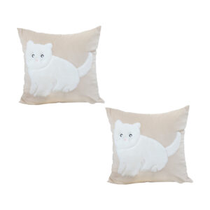 SOGA 2X 45cm Throw Pillow Light Tan Square Cushion with Soft White Cat Design Decorative Home Decor, Furniture, Living Room Furniture, Occasional Chairs, , ,  - NZ DEPOT 1