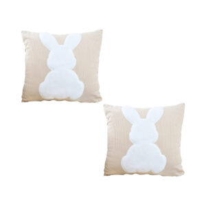 SOGA 2X 45cm Throw Pillow Light Tan Square Cushion with Soft White Rabbit Design Decorative Home Decor, Furniture, Living Room Furniture, Occasional Chairs, , ,  - NZ DEPOT 1