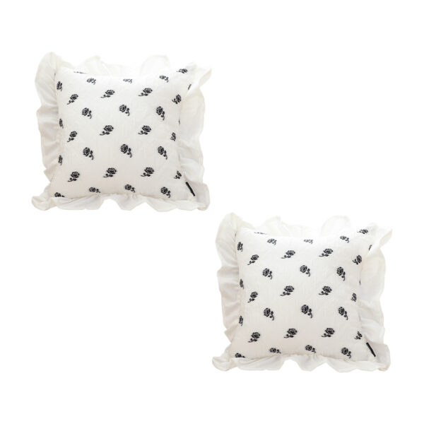 SOGA 2X 45cm Throw Pillow  White Ruffled Square Decorative Cushion for Rose Lovers Cozy Home Decor, Furniture, Living Room Furniture, Occasional Chairs, , ,  - NZ DEPOT 1