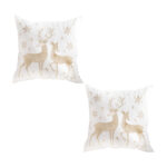 SOGA 2X 45cm Throw Pillow White with Golden Christmas Reindeer Festive Cushion for Cozy Winter Decor, Furniture>Living Room Furniture>Occasional Chairs, , , , ,  - NZ DEPOT 1