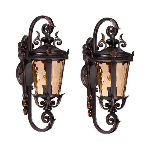 Vintage Lantern 2X 70cm Aluminum & Glass Wall Light Classic Lantern Design Elegant Outdoor Antique Inspired Wall Lamp, Home & Living>Lighting>Indoor Lights>Lamps, , , , ,  - NZ DEPOT 1