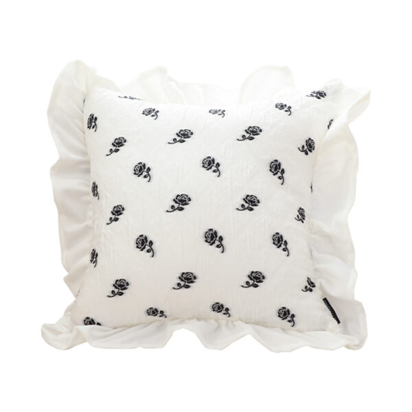 SOGA 45CM Throw Pillow Black Ruffled Square Decorative Cushion for Rose Lovers Cozy Home Decor, Furniture, Living Room Furniture, Occasional Chairs, , ,  - NZ DEPOT 1