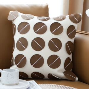 SOGA 45cm Brown Leather Square Pillow with 3D Circle Pattern Decorative Cushion for Living Room, Furniture, Living Room Furniture, Occasional Chairs, , ,  - NZ DEPOT 2