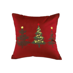 SOGA 45cm Burgundy Red Throw Pillow with Three Embroidered Christmas Trees Festive Holiday Square Cushion Home Decor, Furniture, Living Room Furniture, Occasional Chairs, , ,  - NZ DEPOT 1