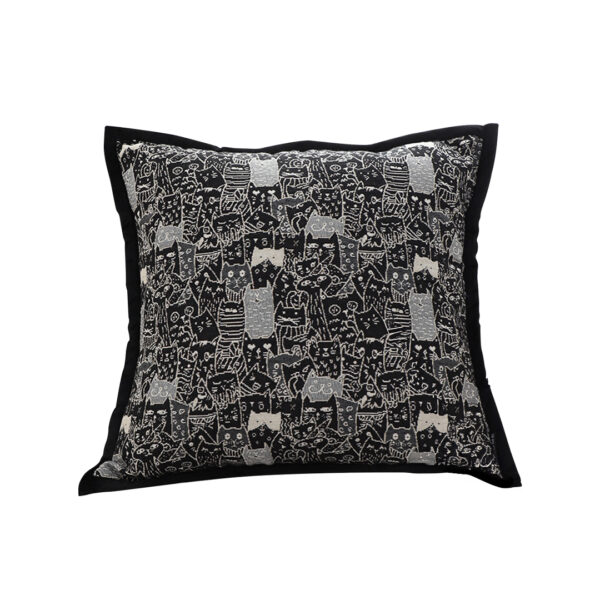 SOGA 45cm Throw Pillow Black Cat Paradise Wide Border Decorative Cushion for Living Room, Furniture, Living Room Furniture, Occasional Chairs, , ,  - NZ DEPOT 1