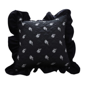 SOGA 45cm Throw Pillow Black Ruffled Square Decorative Cushion for Rose Lovers Cozy Home Decor, Furniture, Living Room Furniture, Occasional Chairs, , ,  - NZ DEPOT 1