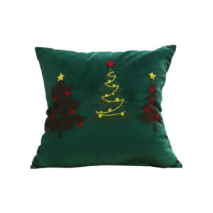 SOGA 45cm Throw Pillow Green Three Embroidered Christmas Trees for Festive Holiday Square Cushion Home Decor, Furniture, Living Room Furniture, Occasional Chairs, , ,  - NZ DEPOT 1