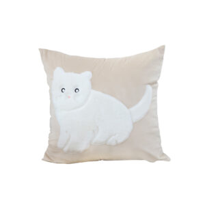 SOGA 45cm Throw Pillow Light Tan Square Cushion with Soft White Cat Design Decorative Home Decor, Furniture, Living Room Furniture, Occasional Chairs, , ,  - NZ DEPOT 1