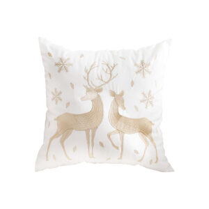 SOGA 45cm Throw Pillow White with Golden Christmas Reindeer Festive Holiday Square Cushion for Cozy Winter Decor, Furniture, Living Room Furniture, Occasional Chairs, , ,  - NZ DEPOT 1