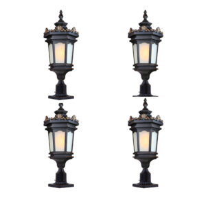 Vintage Lamp 4X 72cm Lantern Stand Elegant Aluminum & Glass Outdoor Light Antique Style Exterior Fixture, Home & Living, Lighting, Indoor Lights, Lamps, ,  - NZ DEPOT 1