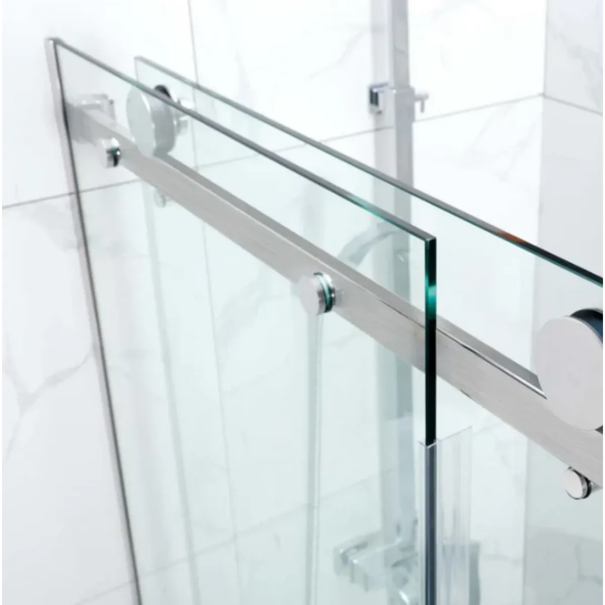 Buy Shower Glass - Rock Series Sliding Door RCM1570 Brushed Nickel Frame Online - Shower Enclosures - Frameless Shower - 2 - NZ Depot Delivery