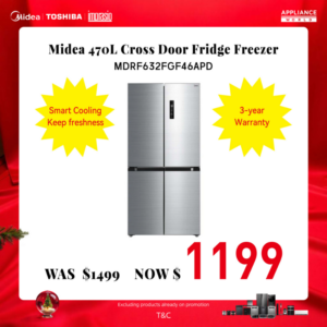 Midea 470L Cross Door Fridge Freezer Stainless Steel - Side-by-Side Fridge Freezer - MDRF632FGF46APD-2 - NZ DEPOT