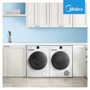 Midea White 9kg Laundry Combo  - 9KG Steam Wash Front Load Washing Machine + 9kg Heat Pump Dryer - Combos - MF200W90WB/W+MD200H90W/W-2 - NZ DEPOT