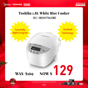 Toshiba 1.8L White Rice Cooker - Small Kitchen Appliances - RC-18DH1TAU(W)-s-2 - NZ DEPOT