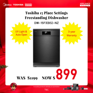 Toshiba 15 Place Settings Freestanding Dishwasher With UV Light & Auto Open with 3-year Warranty - Dishwashers - DW-15F3(BS)-NZ-2 - NZ DEPOT