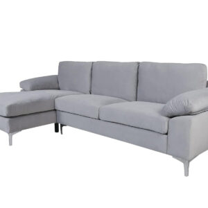 Kaveah Velvet Sectional Sofa with Left Chaise Grey