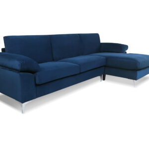 Kaveah Velvet Sectional Sofa with Right Chaise Blue