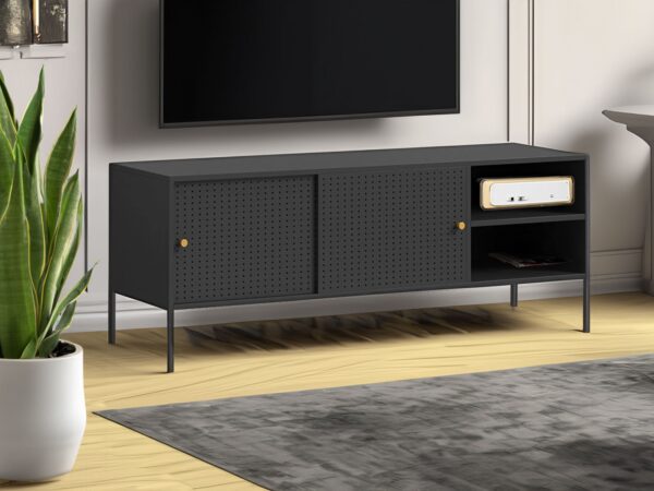 Lonna Steel TV Entertainment Unit 1.6M Sliding Door Black