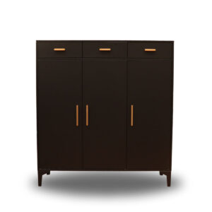 Lonna Steel Shoe Cabinet 3-Door With Drawers Black