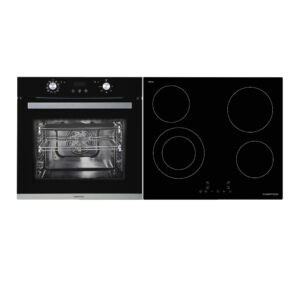 Parmco Parmco Pack PPB10C  - 600mm 10 Function Black Oven and 600mm 4 Element Black Ceramic Cooktop - NZDEPOT