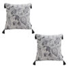 SOGA 2X 50cm Throw Pillow  Black and White Elegant Floral Print with Tassel Accents Home Decor, Furniture>Living Room Furniture>Occasional Chairs, , , , ,  - NZ DEPOT 1