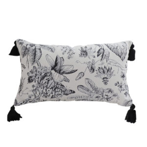 SOGA 35cm Throw Pillow Black and White Floral Print Elegant with Tassel Accents Home Decor, Furniture, Living Room Furniture, Occasional Chairs, , ,  - NZ DEPOT 1