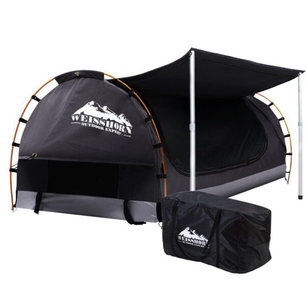 DS NA Double Swag Camping Swags Canvas Free Standing Dome Tent Dark Grey