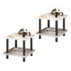 SOGA 2X 60cm White Ceramic Side Table Stone Pattern Modern Design with Metal Legs, Furniture>Living Room Furniture>Tables, , , , ,  - NZ DEPOT 1