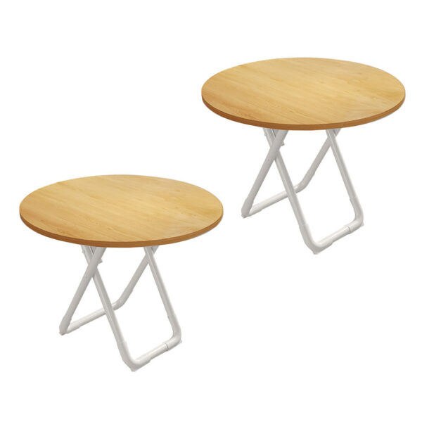 SOGA 2X 80cm Wood Color Round Table with White Legs Modern Design for Home Decor, Furniture, Living Room Furniture, Tables, , ,  - NZ DEPOT 1