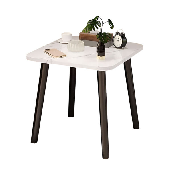 SOGA 40cm White Ceramic Table Stone Pattern Compact Modern Design with Black Metal Legs, Furniture, Living Room Furniture, Tables, , ,  - NZ DEPOT 1