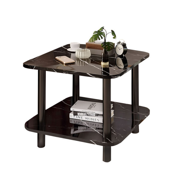 SOGA 70cm Black Ceramic Side Table Stone Pattern Modern Design with Black Metal Legs, Furniture, Living Room Furniture, Tables, , ,  - NZ DEPOT 1