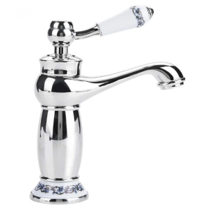 Basin Mixer -  Vintage Floral Ceramic Single Handle Mixer Chrome, Basin Mixer - NZ DEPOT