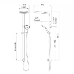 Buy 2 In 1 Shower Combination - Methven Aurajet Aio Shower System (Black) Online - Methven Shower Slide & Mixer Range - - 2 - NZ Depot Delivery