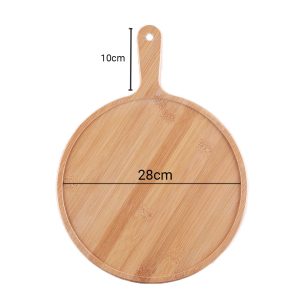 SOGA 11 inch Blonde Round Premium Wooden Serving Tray Board Paddle with Handle Home Decor, Kitchenware, Table Top, Servingware, Servingware Platter, ,  - NZ DEPOT 2