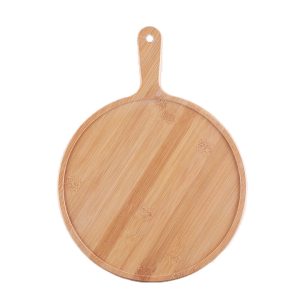 SOGA 11 inch Blonde Round Premium Wooden Serving Tray Board Paddle with Handle Home Decor, Kitchenware, Table Top, Servingware, Servingware Platter, ,  - NZ DEPOT 1