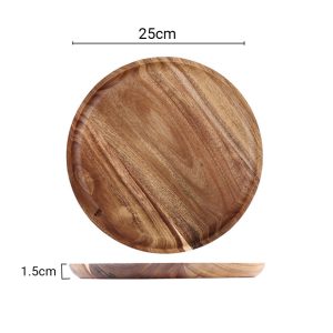 SOGA 25cm Brown Round Wooden Centerpiece Serving Tray Board Home Decor, Kitchenware, Table Top, Servingware, Servingware Platter, ,  - NZ DEPOT 2