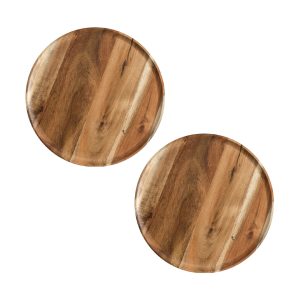 SOGA 2X 25cm Brown Round Wooden Centerpiece Serving Tray Board Home Decor, Kitchenware, Table Top, Servingware, Servingware Platter, ,  - NZ DEPOT 1