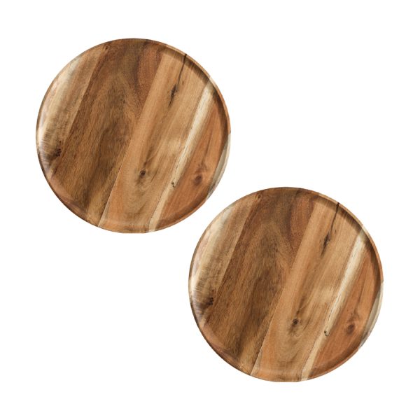 SOGA 2X 25cm Brown Round Wooden Centerpiece Serving Tray Board Home Decor, Kitchenware, Table Top, Servingware, Servingware Platter, ,  - NZ DEPOT 1