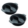 SOGA 2X 32CM Round Cast Iron Shabu Shabu Hotpot Beef Chicken Stew Wok Two-Flavor Division, Home & Living>Kitchen & Dining>Cookware>Frying Pans, , , , ,  - NZ DEPOT 1