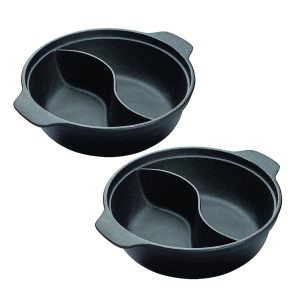 SOGA 2X 32CM Round Cast Iron Shabu Shabu Hotpot Beef Chicken Stew Wok Two-Flavor Division, Home & Living, Kitchen & Dining, Cookware, Frying Pans, ,  - NZ DEPOT 1