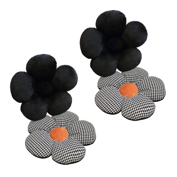 SOGA 2X Black Flower Cushion Shaped for Floor and Sitting Throw Pillow, Furniture, Living Room Furniture, Occasional Chairs, , ,  - NZ DEPOT 1