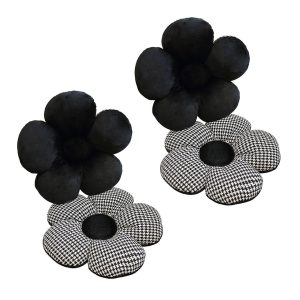 SOGA 2X Black Flower Cushion Shaped for Floor and Sitting Throw Pillow, Furniture, Living Room Furniture, Occasional Chairs, , ,  - NZ DEPOT 1