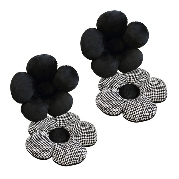 SOGA 2X Black Flower Cushion Shaped for Floor and Sitting Throw Pillow, Furniture, Living Room Furniture, Occasional Chairs, , ,  - NZ DEPOT 1