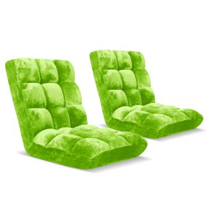 SOGA 2X Floor Recliner Folding Lounge Sofa Futon Couch Folding Chair Cushion Green, Furniture, Living Room Furniture, Occasional Chairs, , ,  - NZ DEPOT 1