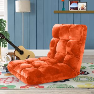 SOGA 2X Floor Recliner Folding Lounge Sofa Futon Couch Folding Chair Cushion Orange, Furniture, Living Room Furniture, Occasional Chairs, , ,  - NZ DEPOT 2