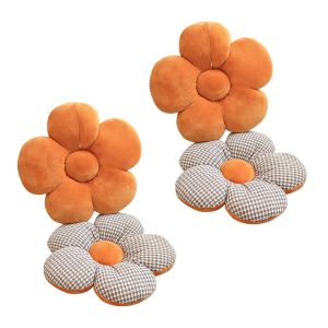 SOGA 2X Orange Flower Cushion Shaped for Floor and Sitting Throw Pillow, Furniture, Living Room Furniture, Occasional Chairs, , ,  - NZ DEPOT 1