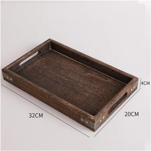 SOGA 2X Small Walnut Rectangle Wooden Tray Breakfast Dinner Serving Board Tea Set Holder Kitchen Home Decor, Kitchenware, Table Top, Servingware, Servingware Platter, ,  - NZ DEPOT 2