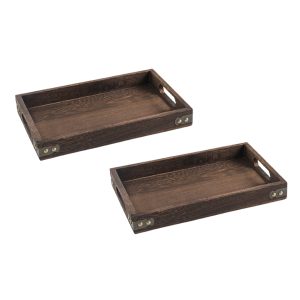 SOGA 2X Small Walnut Rectangle Wooden Tray Breakfast Dinner Serving Board Tea Set Holder Kitchen Home Decor, Kitchenware, Table Top, Servingware, Servingware Platter, ,  - NZ DEPOT 1