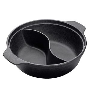 SOGA 32CM Round Cast Iron Shabu Shabu Hotpot Beef Chicken Stew Wok Two-Flavor Division, Home & Living, Kitchen & Dining, Cookware, Frying Pans, ,  - NZ DEPOT 1