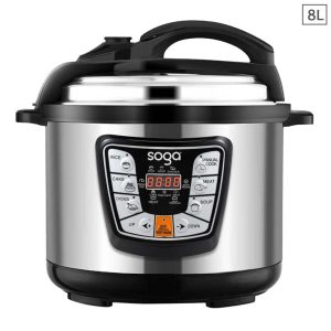 SOGA Stainless Steel Electric Pressure Cooker 8L Nonstick 1600W, electronics & appliances > appliances > small kitchen appliances > benchtop cooking > slow cookers & pressure cookers, , , , ,  - NZ DEPOT 1